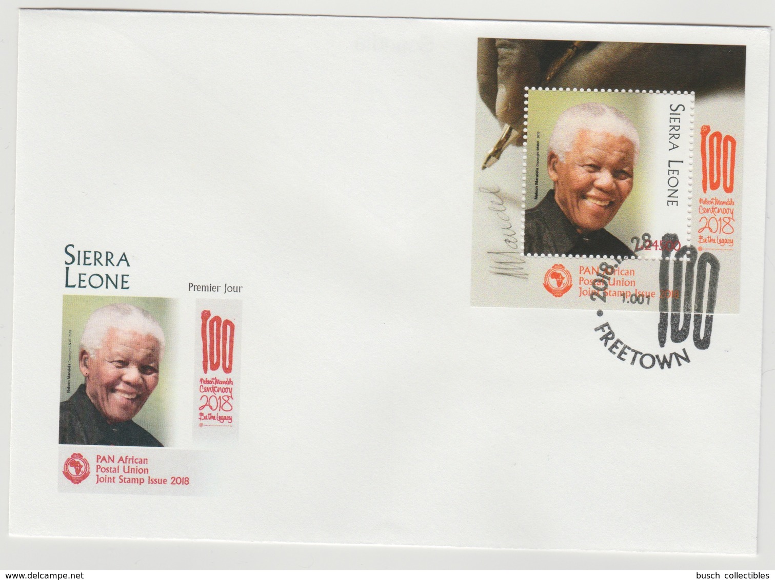 Sierre Leone 2018 S/S FDC First Day Cover 1er Jour Joint Issue PAN African Postal Union Nelson Mandela Madiba 100 Years - Sierra Leone (1961-...)