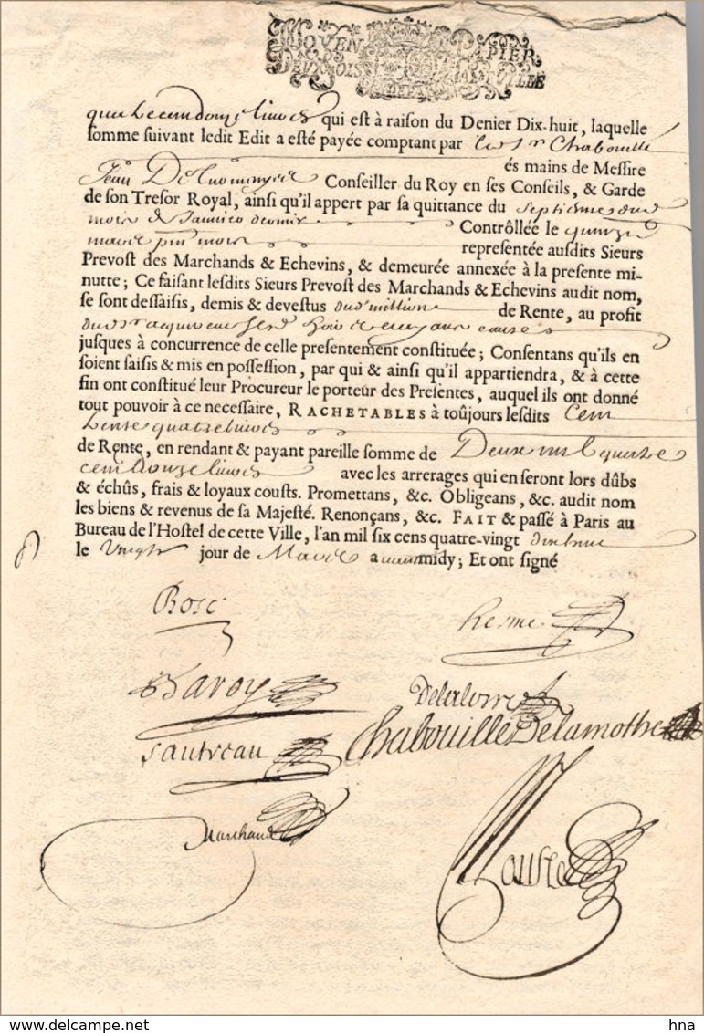 Acte Concernant Michel Chabouillé, Seigneur De La Mothe, 1698 - Manuscrits