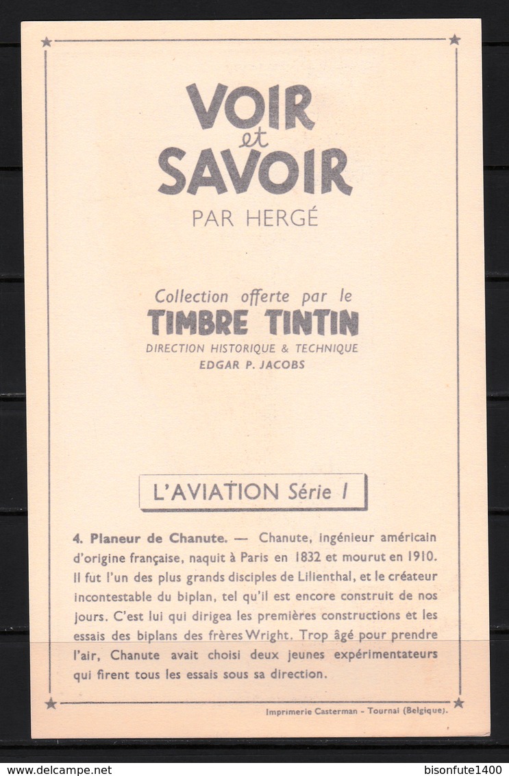 TINTIN / Chromo "Voir Et Savoir" Par Hergé : Aviation Origine N° 4 - Edition CASTERMAN - Altri & Non Classificati