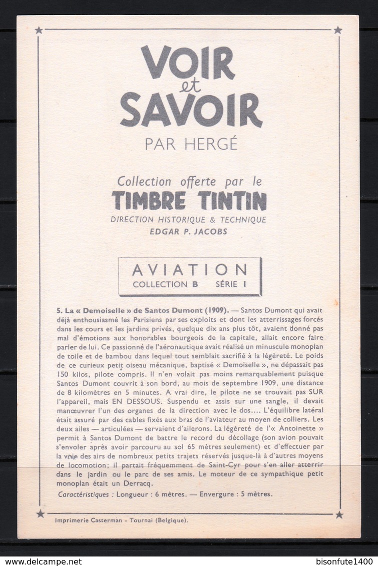 TINTIN / Chromo "Voir Et Savoir" Par Hergé : Aviation Origine N° 11 - Edition CASTERMAN - Altri & Non Classificati