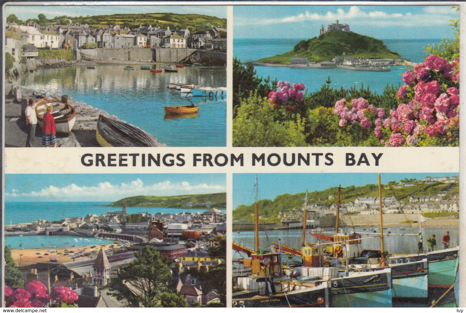 GREETINGS FROM MOUNTS BAY  MULTI VIEW  Mousehole, Panzance, St. Michael's Mount, Newlyn - St Michael's Mount