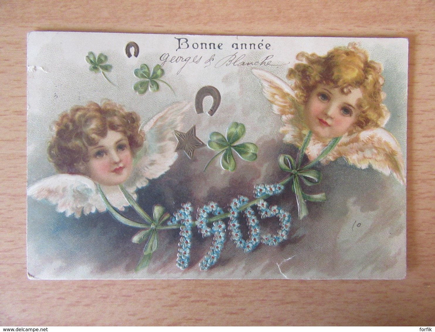 CPA Fantaisie - Nouvel An (angelots) - Papier Gaufré - Carte Circulée En 1905 - Nouvel An