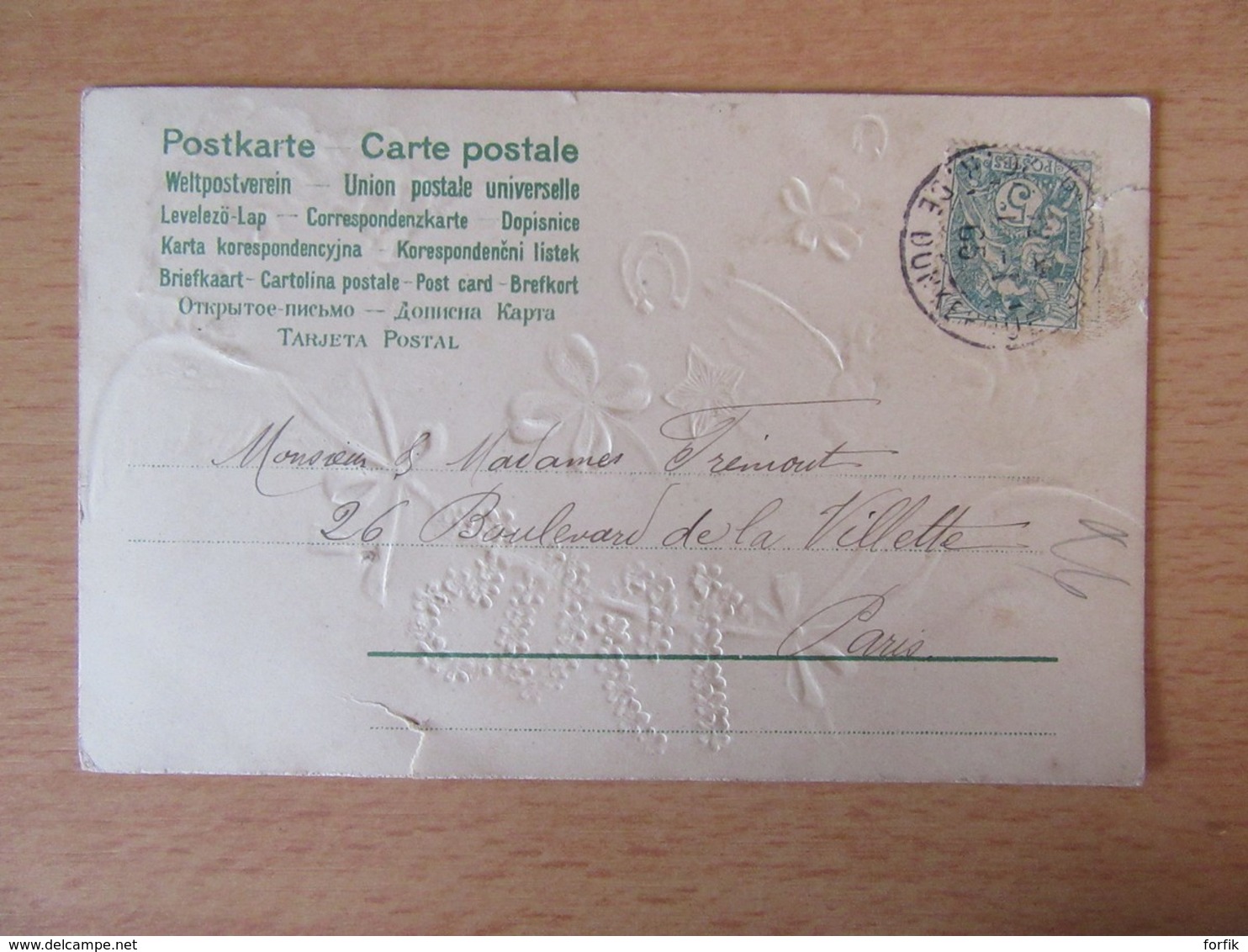 CPA Fantaisie - Nouvel An (angelots) - Papier Gaufré - Carte Circulée En 1905 - Nouvel An