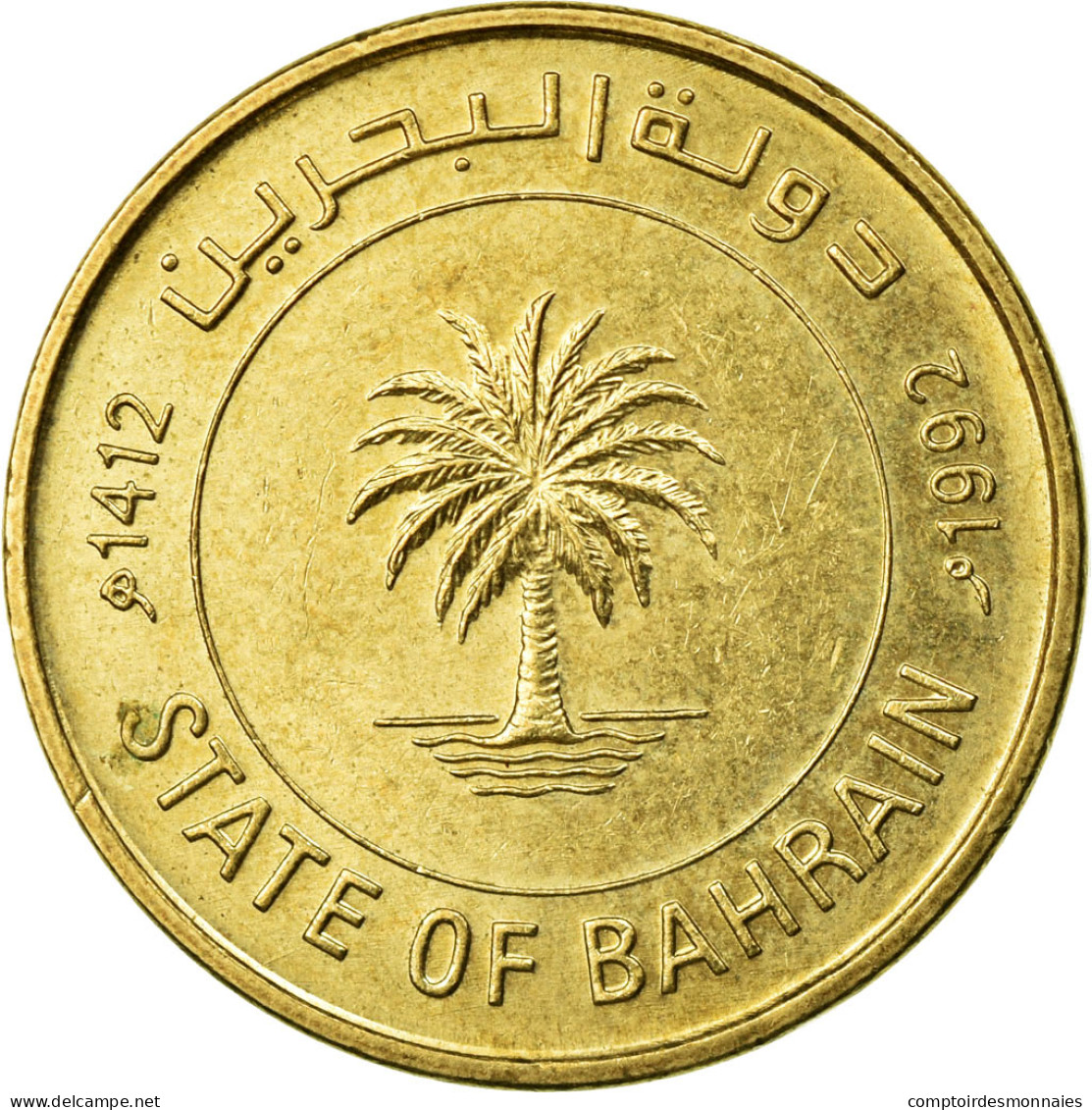Monnaie, Bahrain, 10 Fils, 1992, TTB, Laiton, KM:17 - Bahreïn