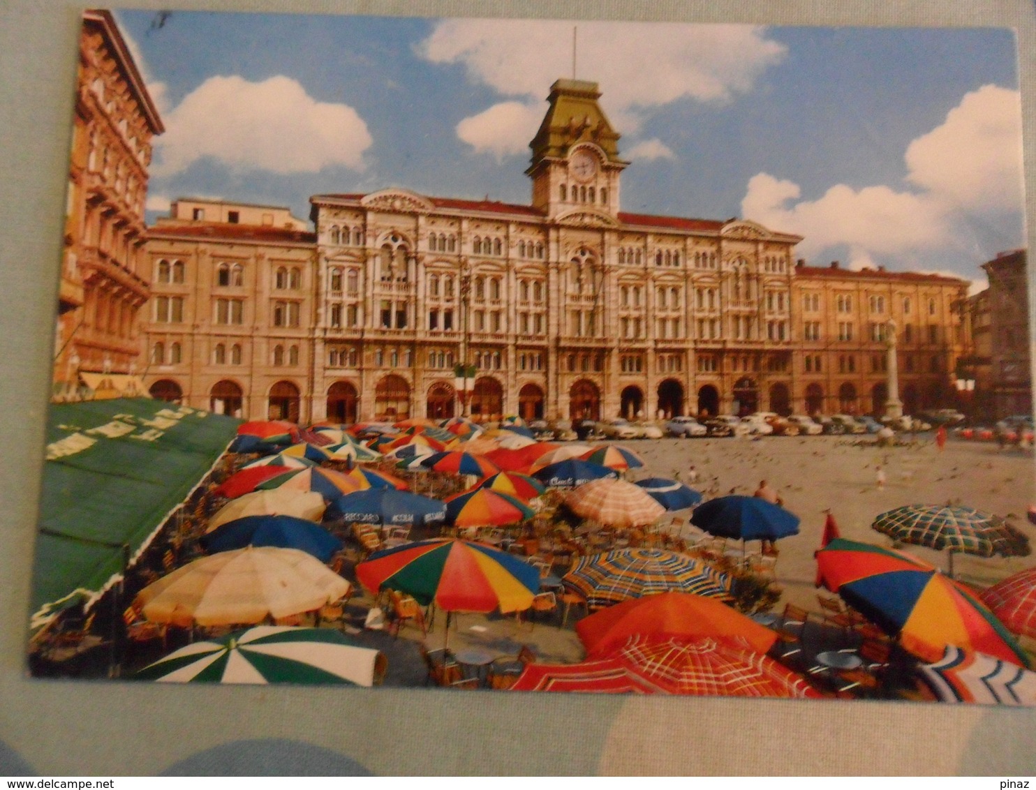 Cartolina TRIESTE   TORRE OROLOGIO E Ombrellone Con Insegna ACQUA RECOARO - Trieste