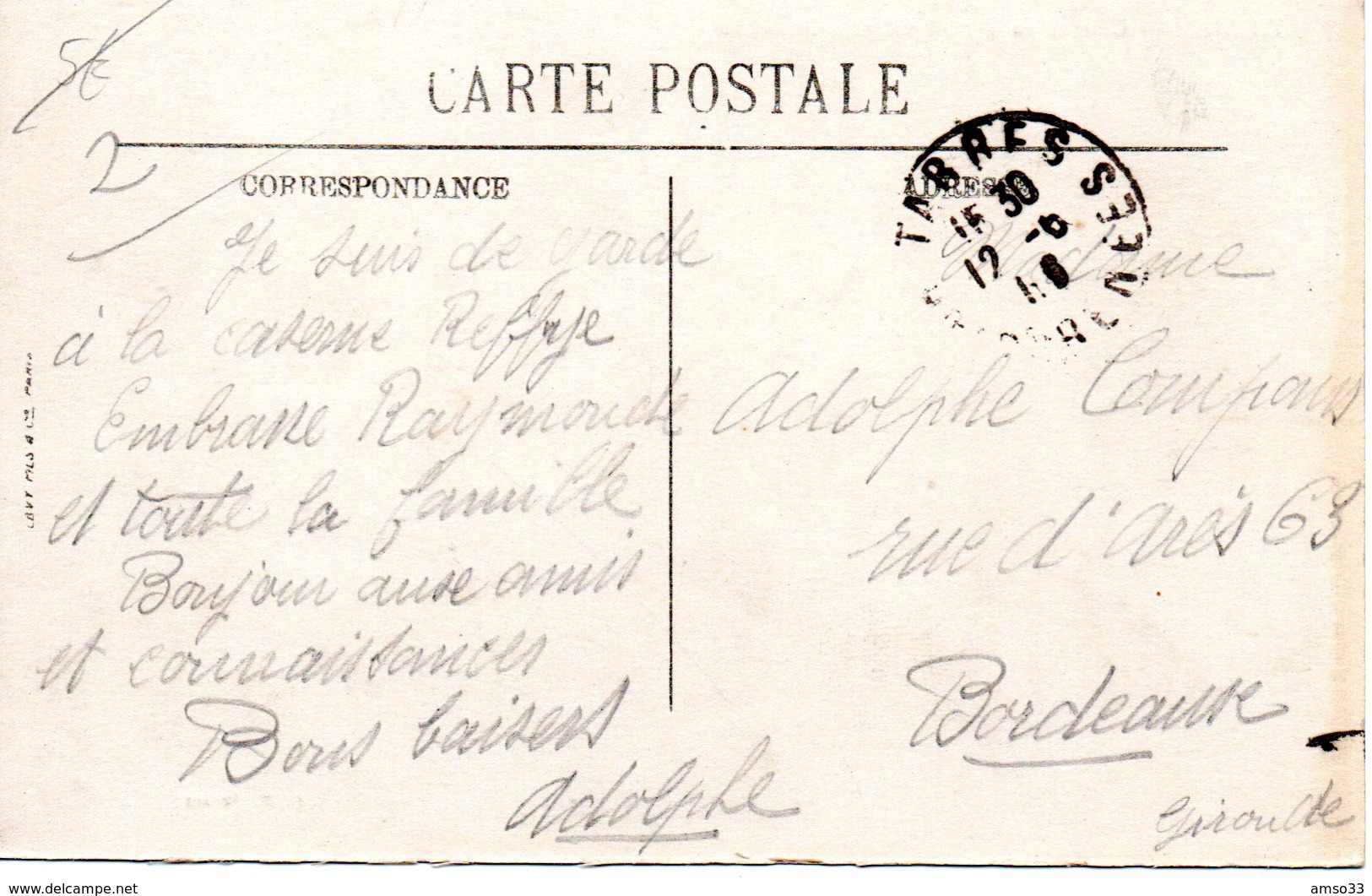 10031. CPA 65 TARBES. CASERNE DU 12è REGIMENT D'INFANTERIE 1916 - Tarbes