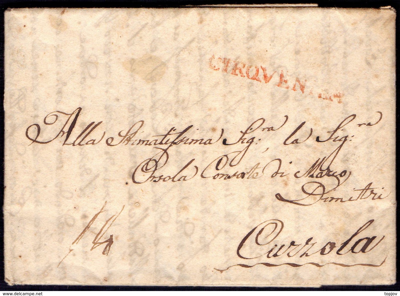 AUSTRIA - CROATIA - CIRQVENIZA To CURZOLA - 13. 8. 1838. - FIRST Postmark Crikvenica - EXTRA RARE - ...-1850 Préphilatélie