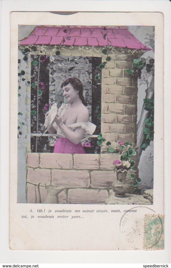 26732 Serie Femme Fleur Amour Tour Colombe Courrier -Mimi Pinson - Sans Ed 1906 -4 Savoir Aimee Rester Pure - Femmes