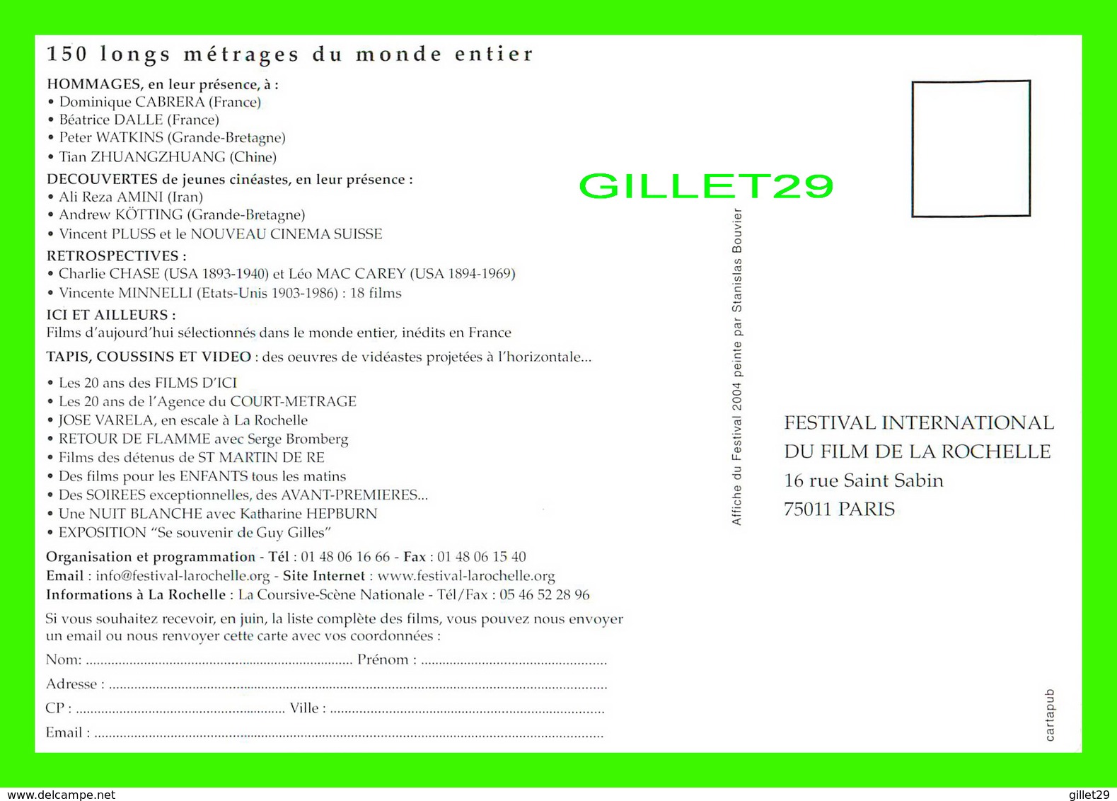 ADVERTISING, PUBLICITÉ - LOT DE 13 CARTES - FESTIVAL INTERNATIONAL DU FILM DE LA ROCHELLE DE 1992 À 2005 - - Publicité