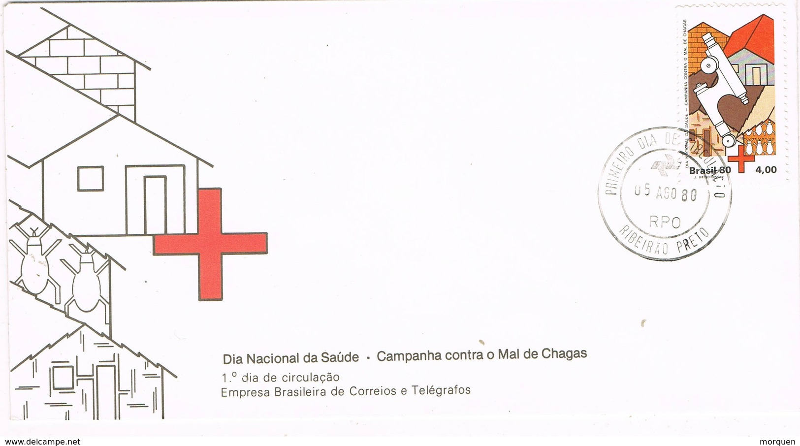 31300. Carta F.D.C. RIBEIRAO PRETO (Brasil) 1980. Dia Saude. SALUD, Cruz Roja, Medicina - FDC