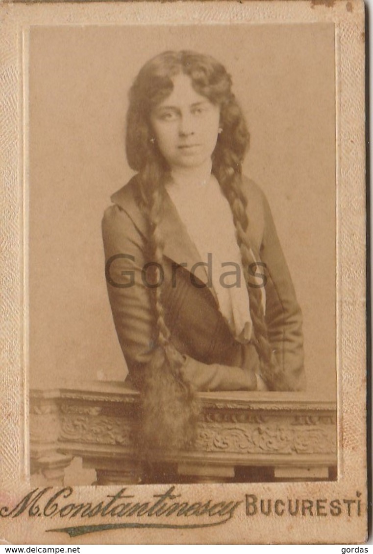 Romania - Bucuresti - Girl With Very Long Hair - Photo Constantinescu - 45x65mm - Old (before 1900)