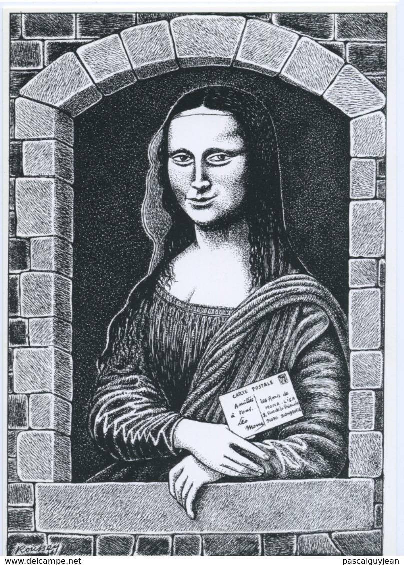 CP LA JOCONDE MONA LISA EN ATTENDANT LE FACTEUR PAR ANDRE ROUSSEY - Roussey