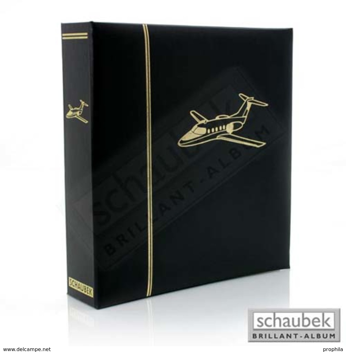 Schaubek Kunstleder-Schraubbinder Unwattiert  Mit Goldener Motivprägung Flugzeuge Ohne Schutzkassette - Large Format, Black Pages