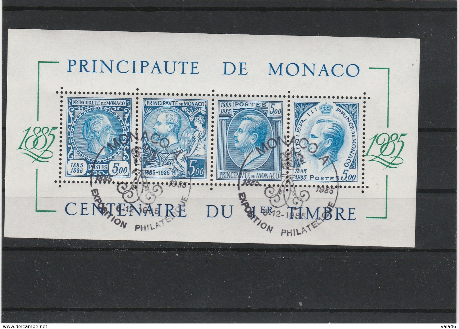 MONACO  BF N° 32 OBLITERE   CENTENAIRE DU 1ER TIMBRE 1885/1985 - Blokken