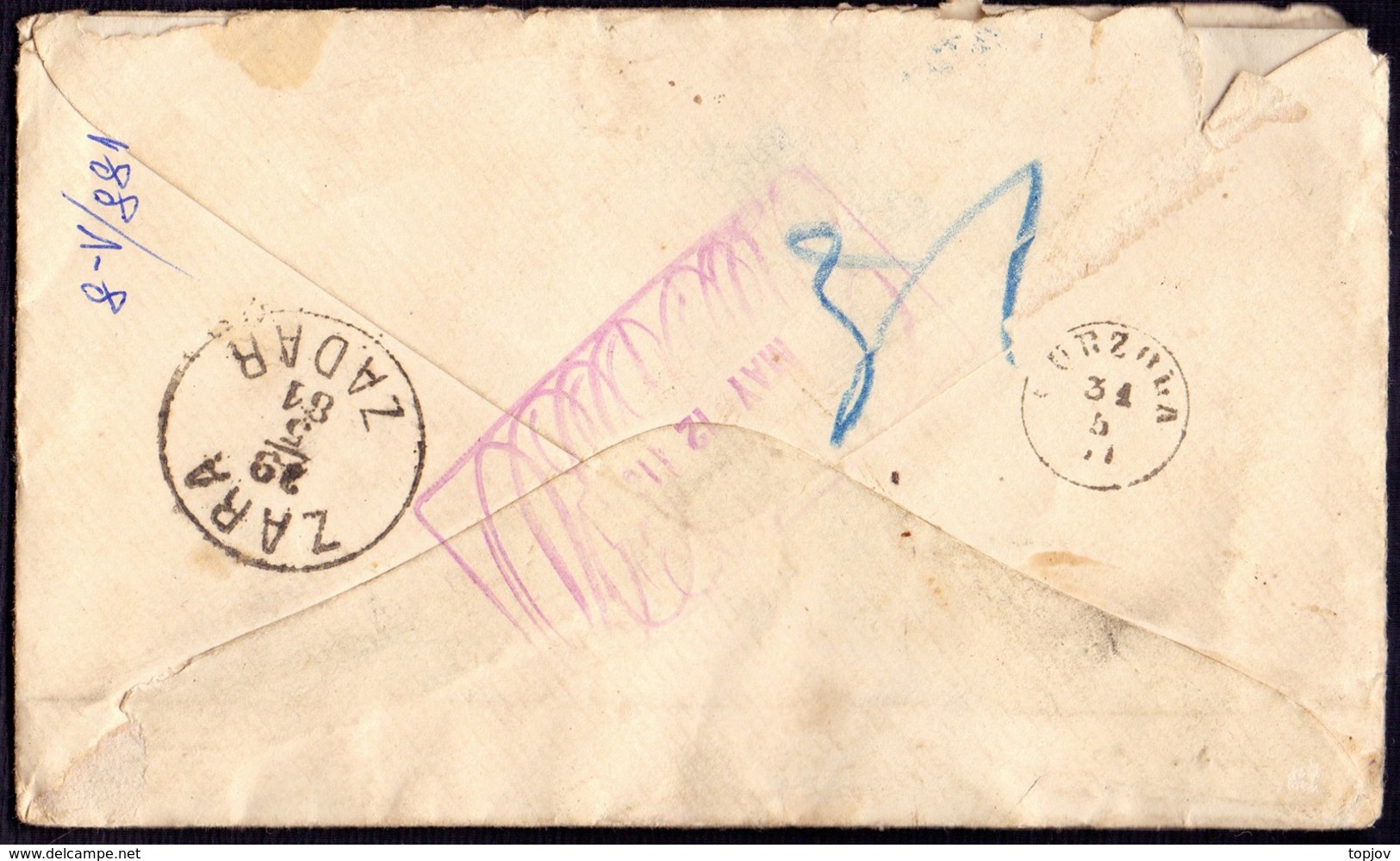 AUSTRIA - DALMAZIA -  CURZOLA  From BILOXI Mississippi - Recom Letter - Incoming Postmark Diameter  17mm - 1881 - ...-1850 Voorfilatelie