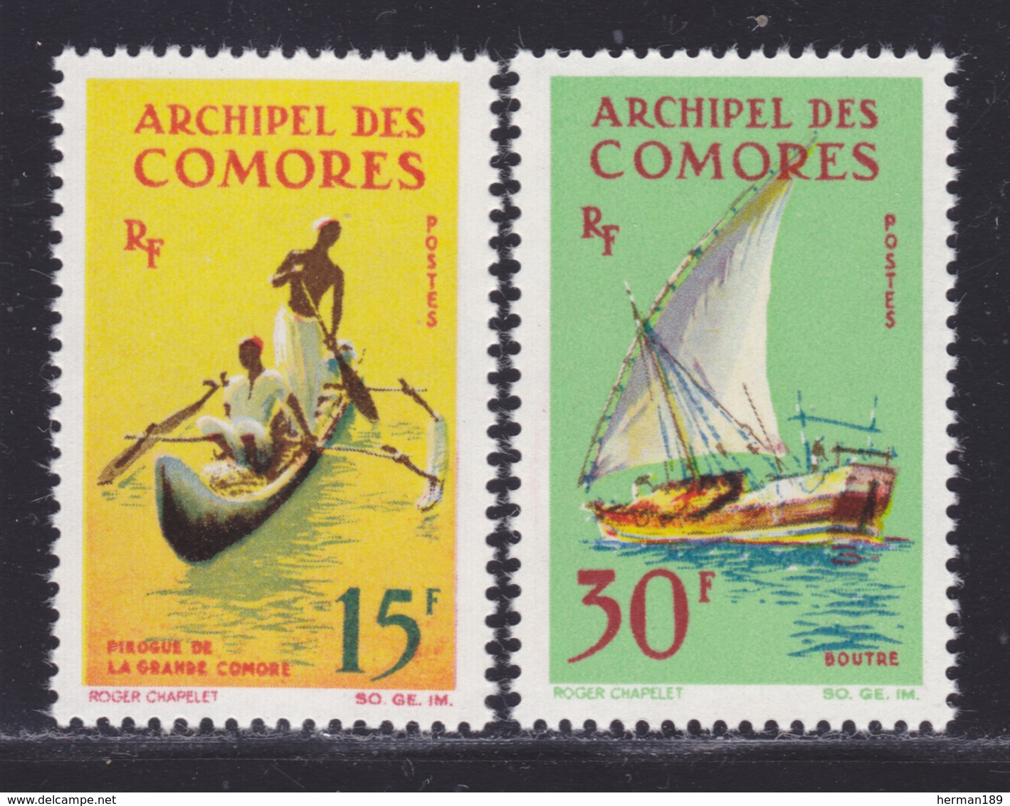 COMORES N°   33 & 34 ** MNH Neufs Sans Charnière, TB (D8265) Bateaux, Embarcations, Pirogue, Boutre - 1964 - Nuevos