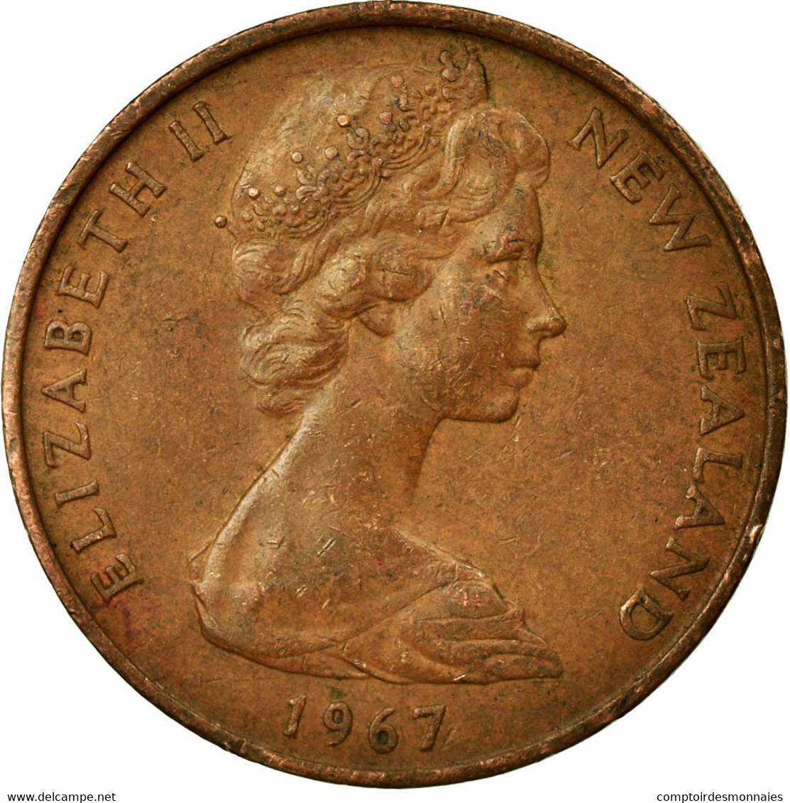 Monnaie, Nouvelle-Zélande, Elizabeth II, 2 Cents, 1967, TTB, Bronze, KM:32.1 - Roumanie