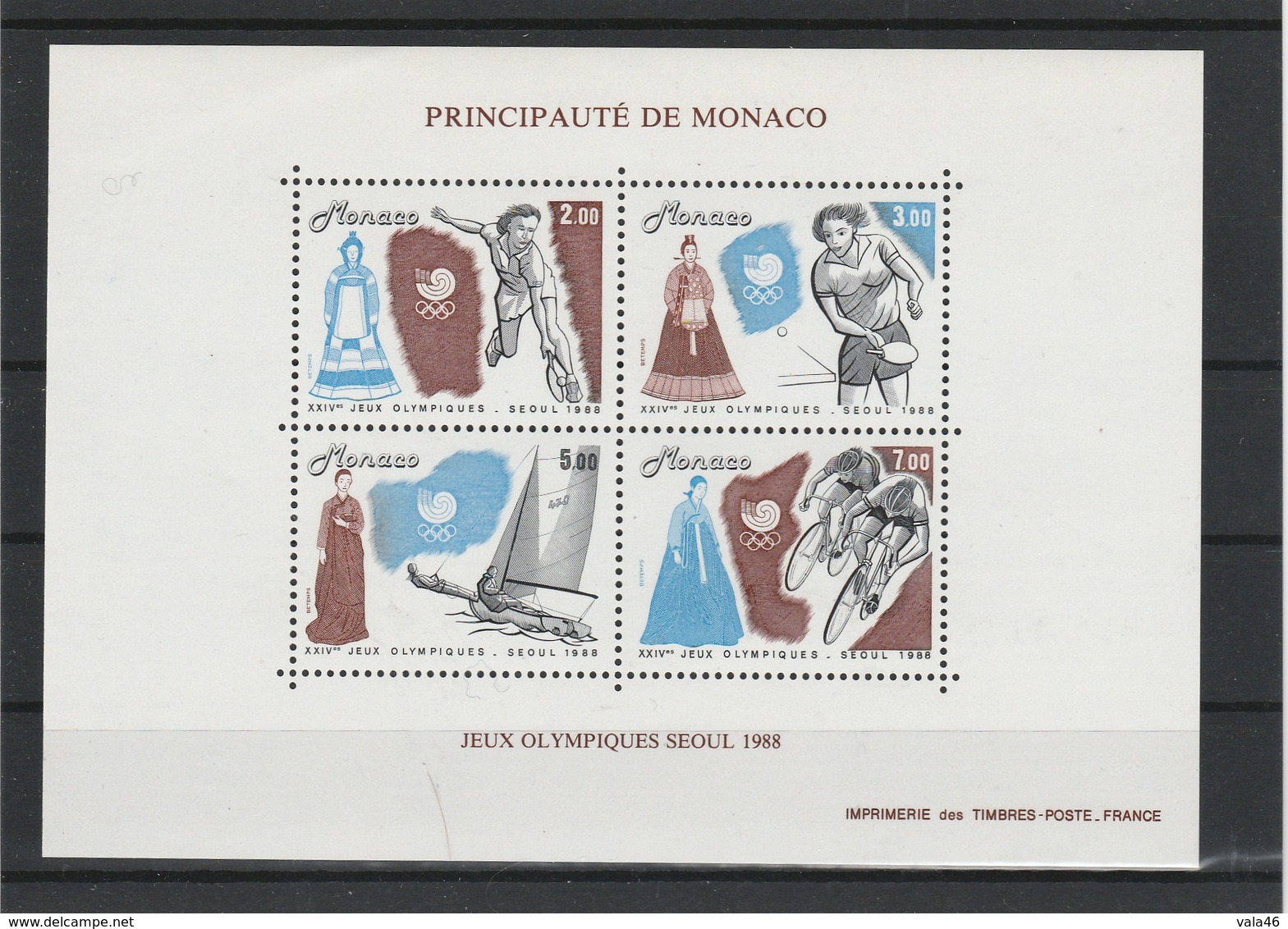 MONACO  JEUX OLYMPIQUES DE SEOUL 1988  BF N° 42 - Blocks & Sheetlets