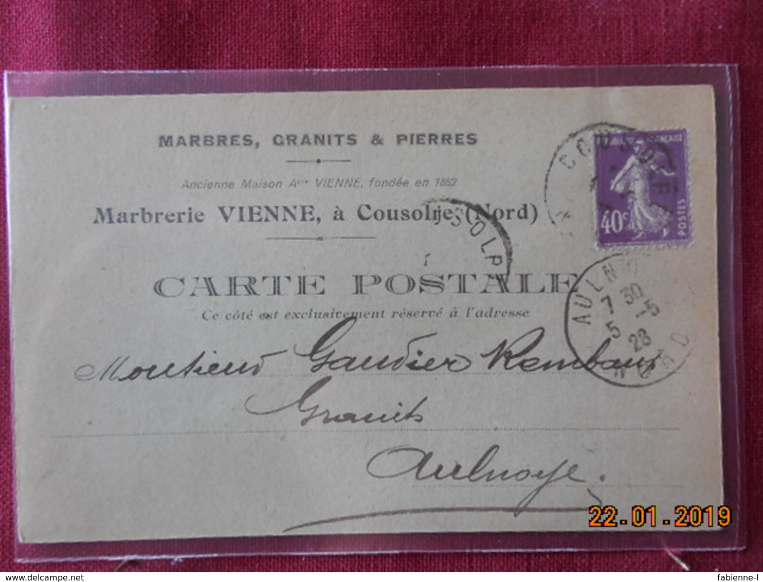 CPA - Cousolre - Carte Commerciale - Marbrerie Vienne - Autres & Non Classés