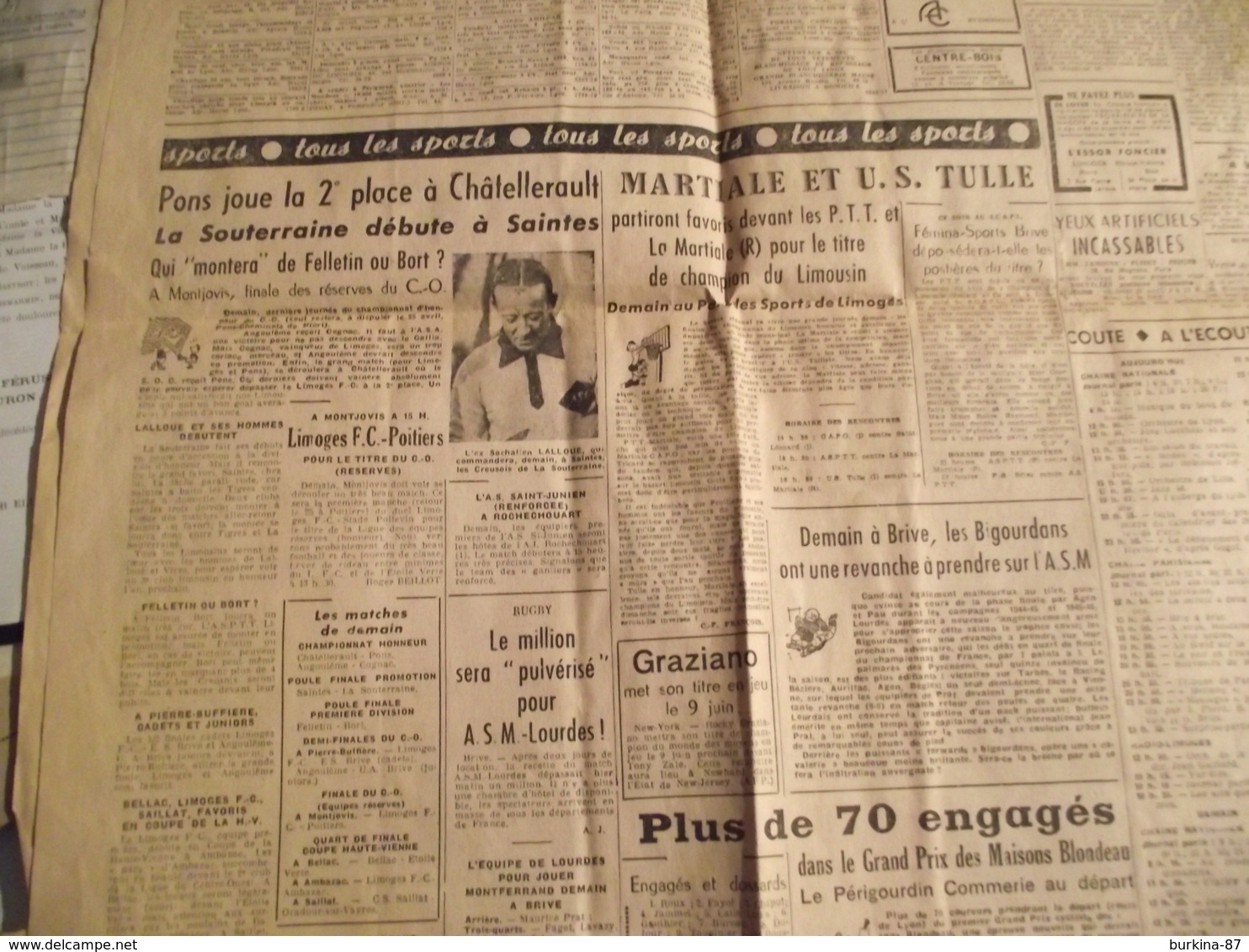 Le POPULAIRE DU CENTRE,  10 Avril 1948, journal quotidien Régional socialiste SFIO