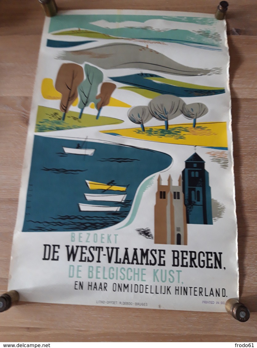 OUDE AFFICHE 1950-1965, BEZOEKT DE WESTVLAAMSE BERGEN EN KUST, (+/- 33x50cm)), - Plakate