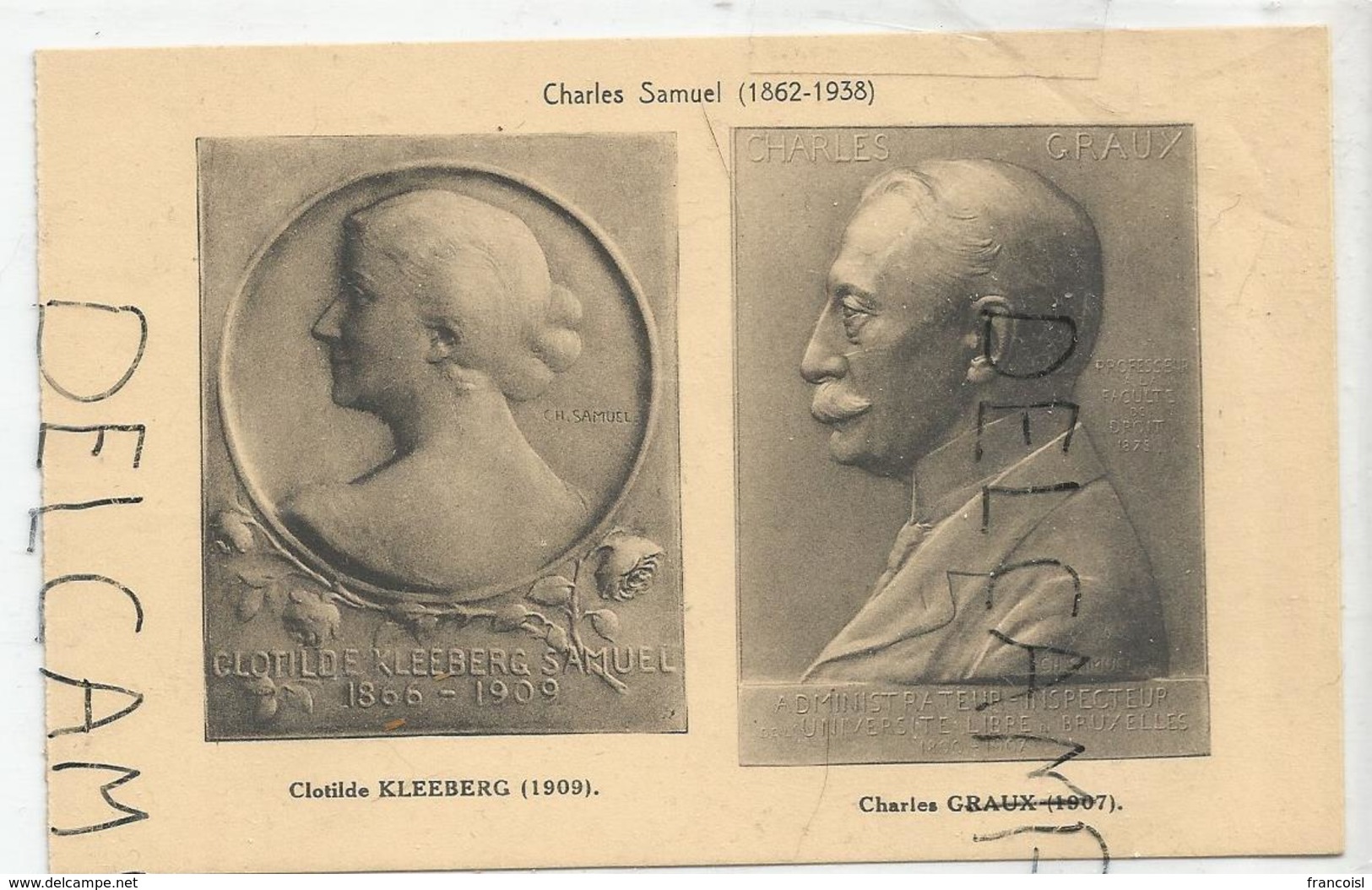 CPA Représentant Des Médailles: Clothilde Kleeberg Et Charles Graux Par C. Samuel - Monnaies (représentations)