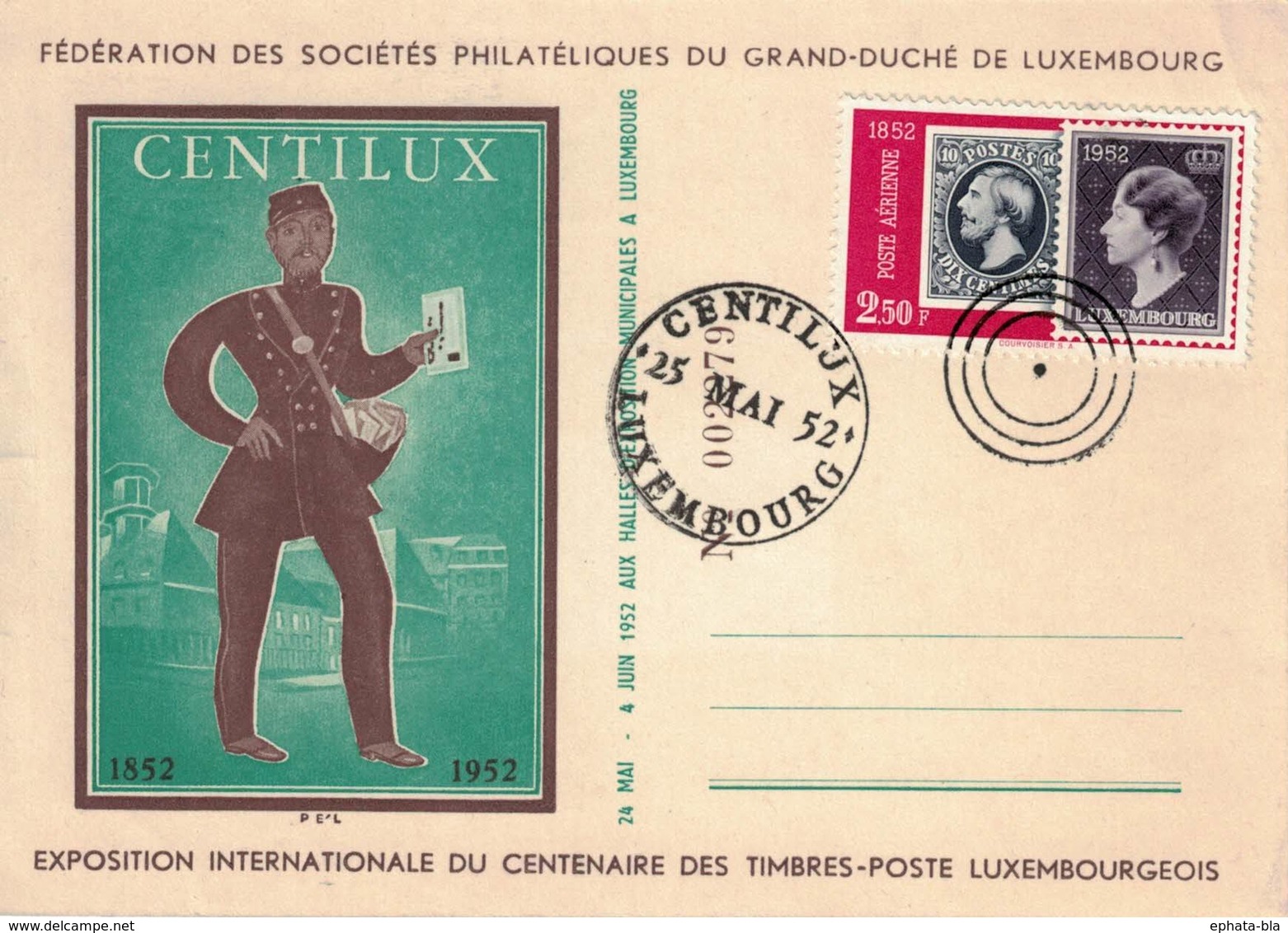 Luxembourg, 1 Carte, Centilux 25-05-1952 - Macchine Per Obliterare (EMA)