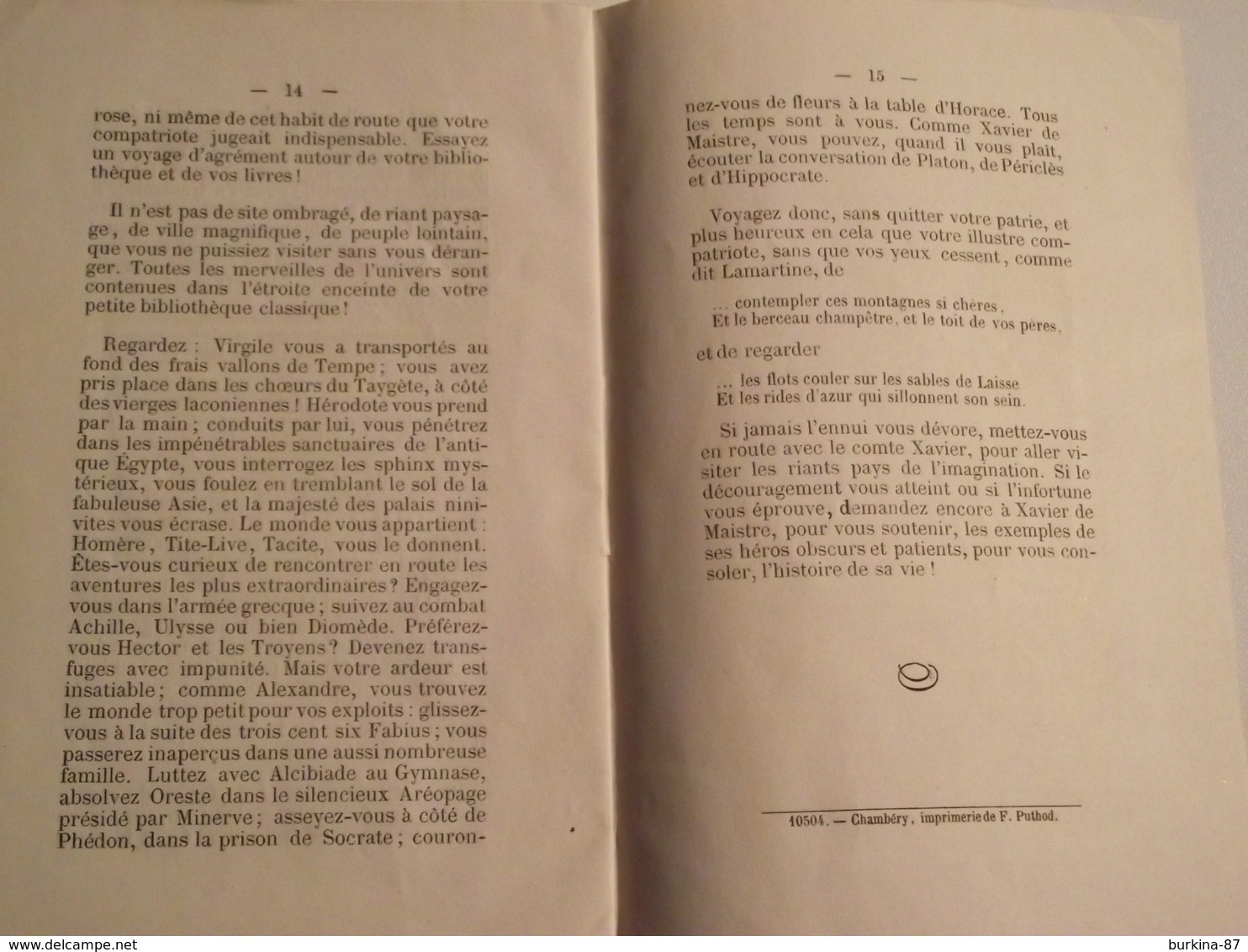 CHAMBERY,  Discours Prononcé à La Distribution Des Prix Du Lycée, 1874 - Diplômes & Bulletins Scolaires