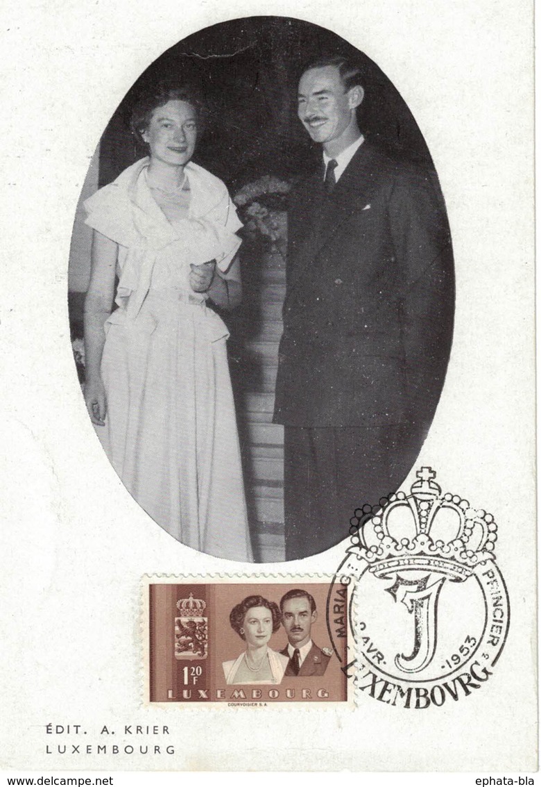 Luxembourg, Carte Mariage Princier 2-04-1953 - Machines à Affranchir (EMA)