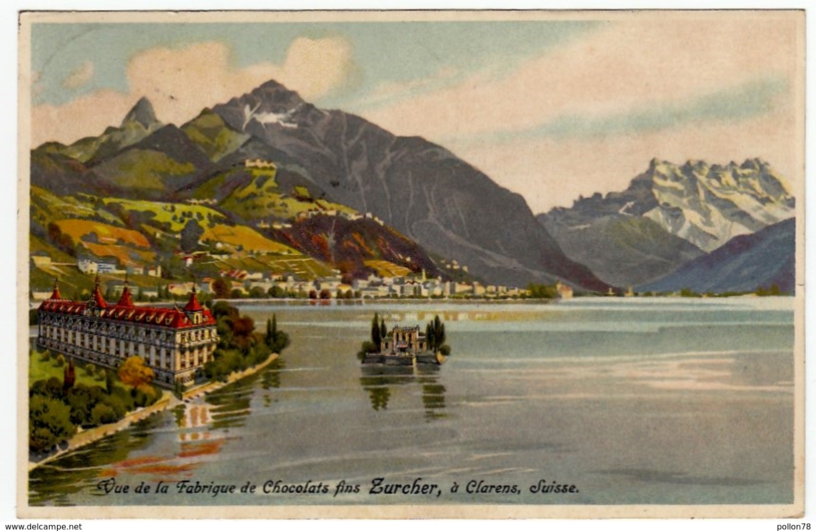 VUE DE LA FABRIQUE DE CHOCOLATS FINS ZURCHER, A CLARENS, SUISSE - MONTREUX - VAUD - 1916 - Vedi Retro - Formato Piccolo - Montreux