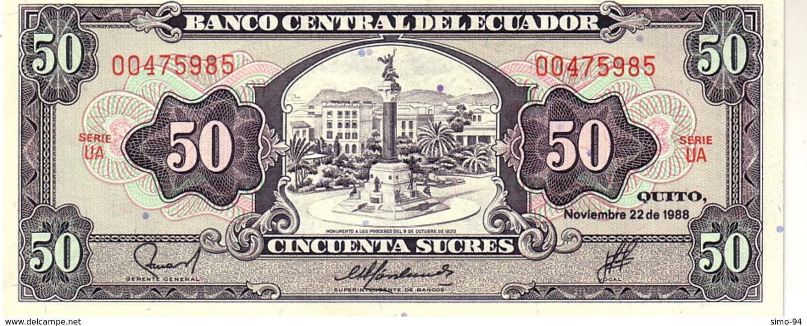 Ecuador P.122 50 Sucres 1988 Unc - Ecuador