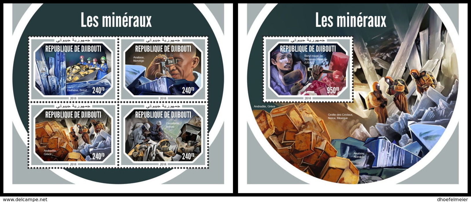 DJIBOUTI 2018 MNH Minerals Mineralien Mineraux M/S+S/S - OFFICIAL ISSUE - DH1904 - Minéraux