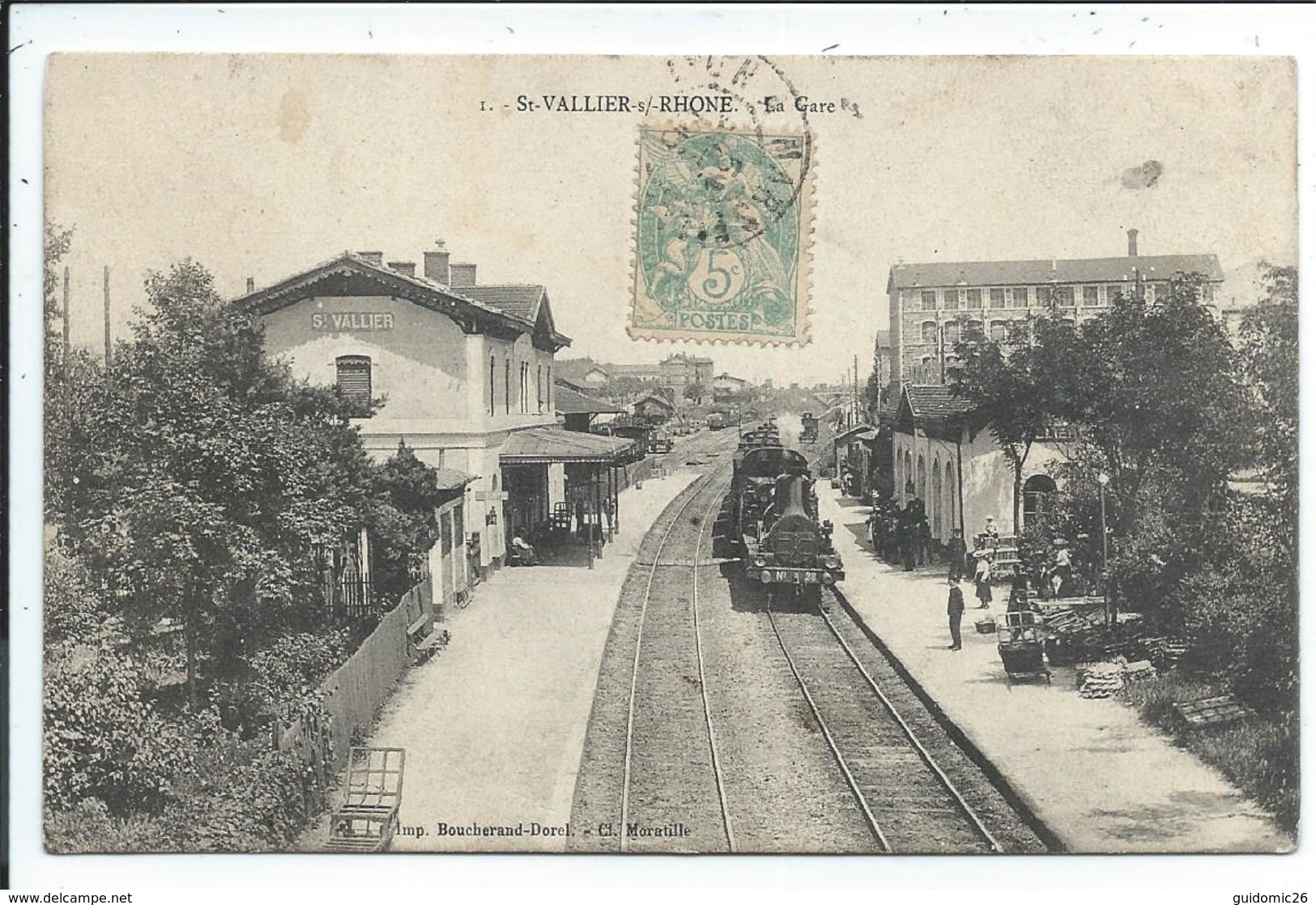 St Vallier,la Gare,train,locomotive à Vapeur,saint Vallier - Gares - Avec Trains