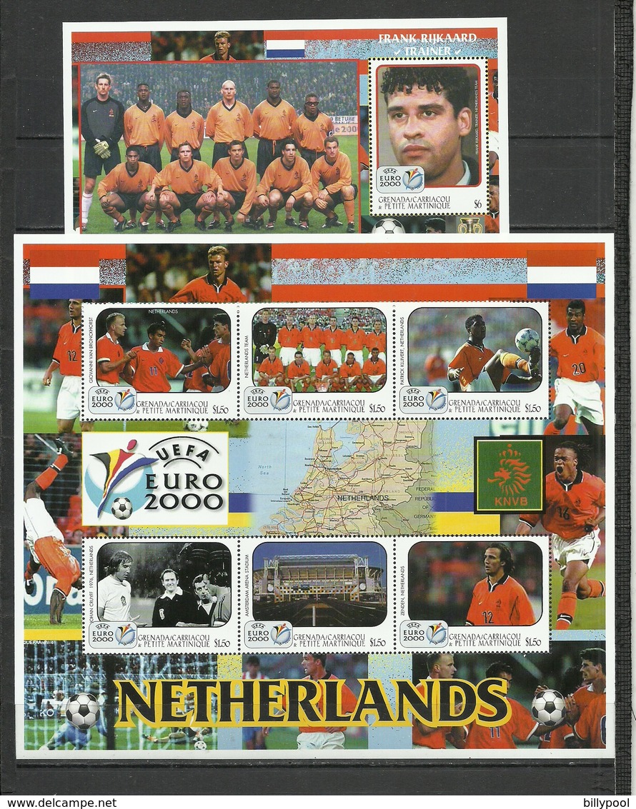 GRENADA/GRENADINES  Soccer Football  EURO-2000 Team Of Netherlands  Sheetlet+SS Perf. - Europei Di Calcio (UEFA)