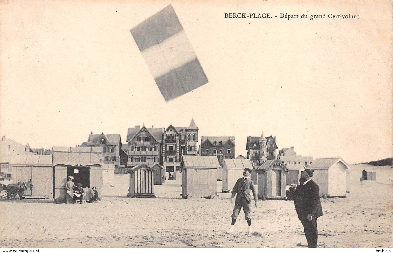 62- BERCK-PLAGE Départ D'un Grand Cerf-Volant- Voyagée 1908 - Berck