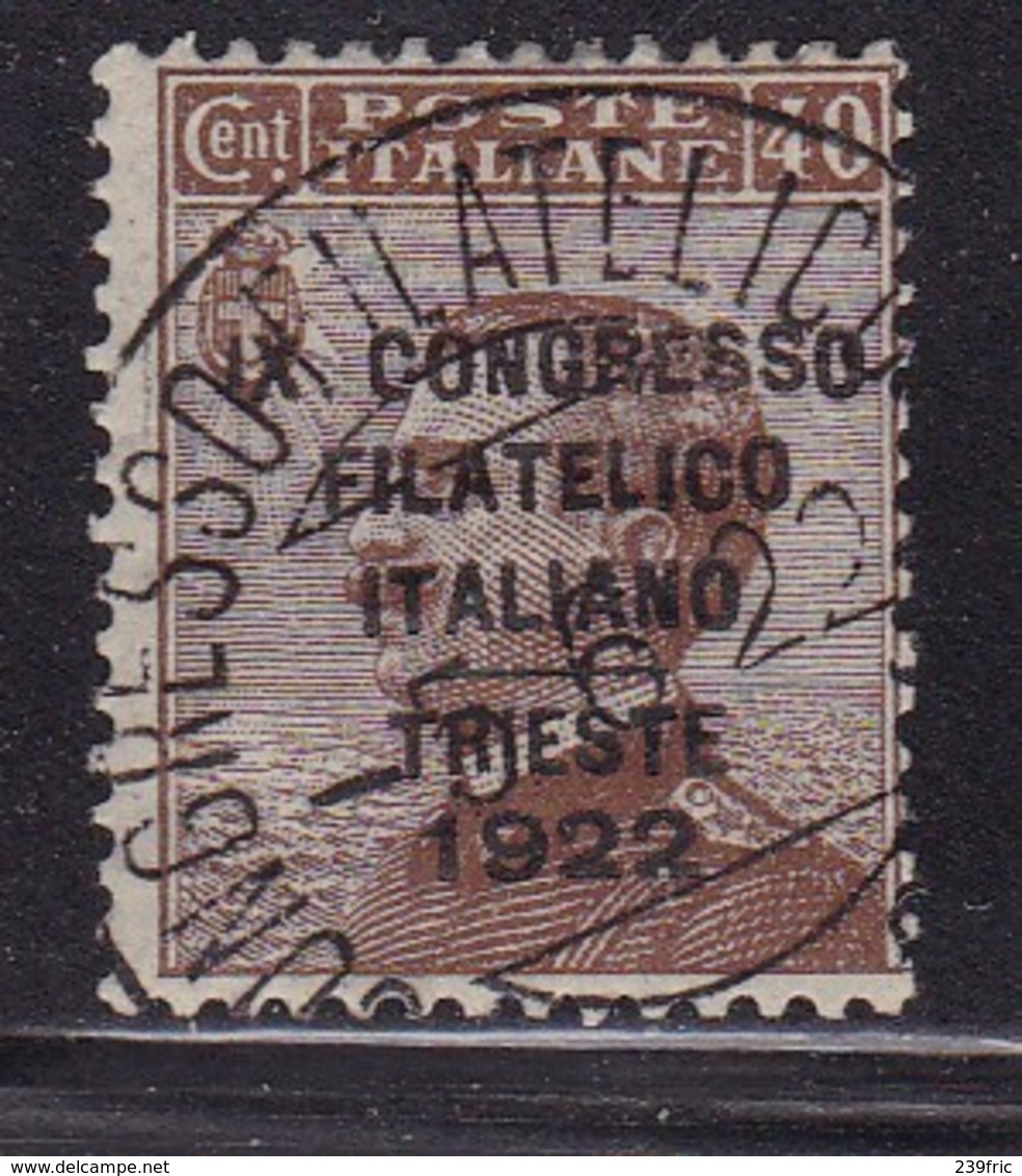 = ITALIE YT120 OBLITERE CONGRES PHILATELIQUE TRIESTE 1922   COTE YT 225E - Used