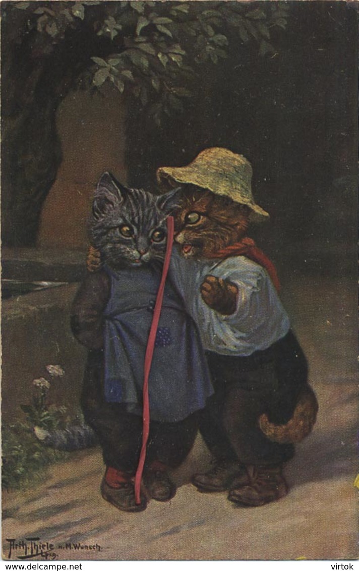 Arthur Thiele  :  Bonne Année   (  Chat - Cat - Kat )    T.S.N.  Serie 1646 - Thiele, Arthur
