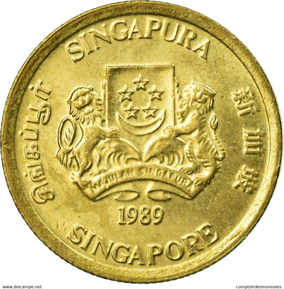 Monnaie, Singapour, 5 Cents, 1989, British Royal Mint, TTB, Aluminum-Bronze - Singapour