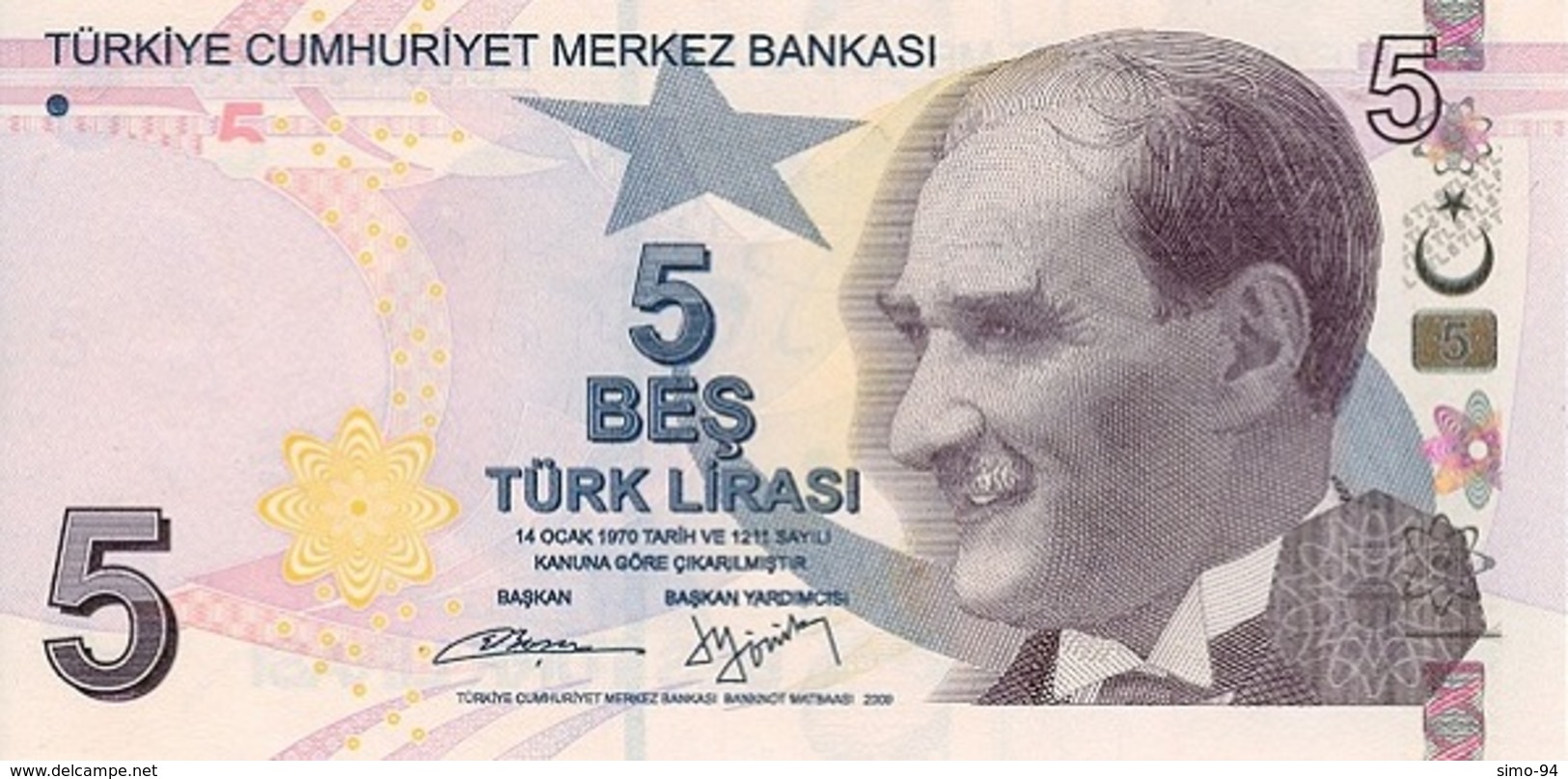 Turkey P.222 5 Lirasi 2009   Unc - Turquie