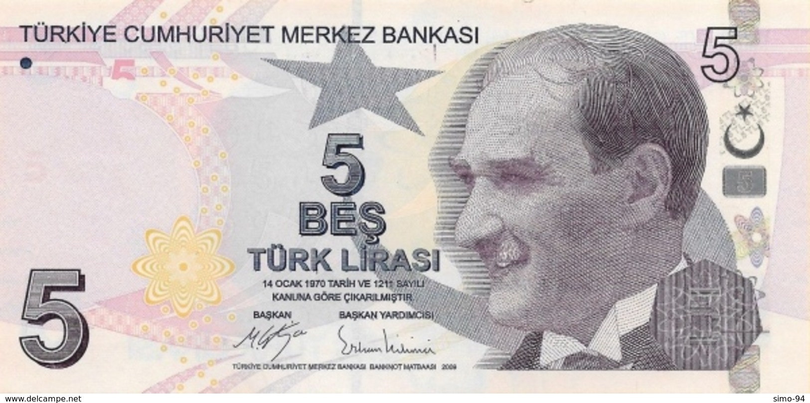 Turkey P.222 5 Lirasi 2009   Unc - Turquie