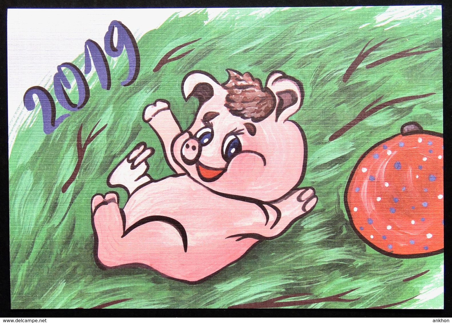 030039 Bogoyavlenskaya HAPPY NEW 2019 YEAR! The Year Of Pig HUMOR Animals RUSSIAN Postcard 2018 - New Year