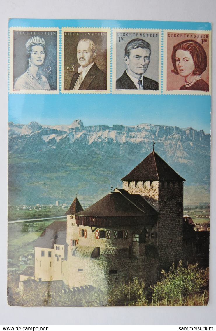 (10/8/45) Postkarte/AK "Fürstentum Liechtenstein" Schloß, Fürst Franz Josef II, Fürstin Gina, Erbprinz Hans Adam Und.... - Liechtenstein