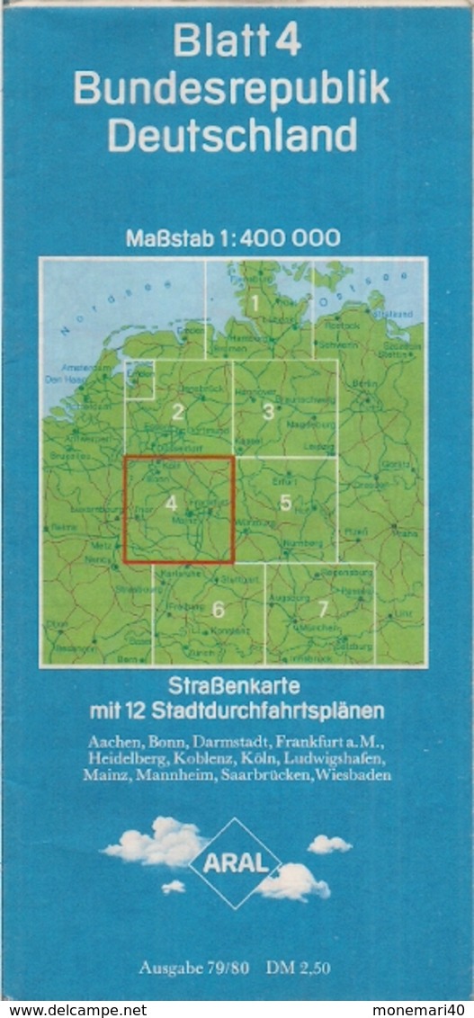 ALLEMAGNE CARTE ROUTIÈRE  N° 4 - ARAL Et PLANS DE VILLE Avec TRANSPORTS EN COMMUN. - Strassenkarten