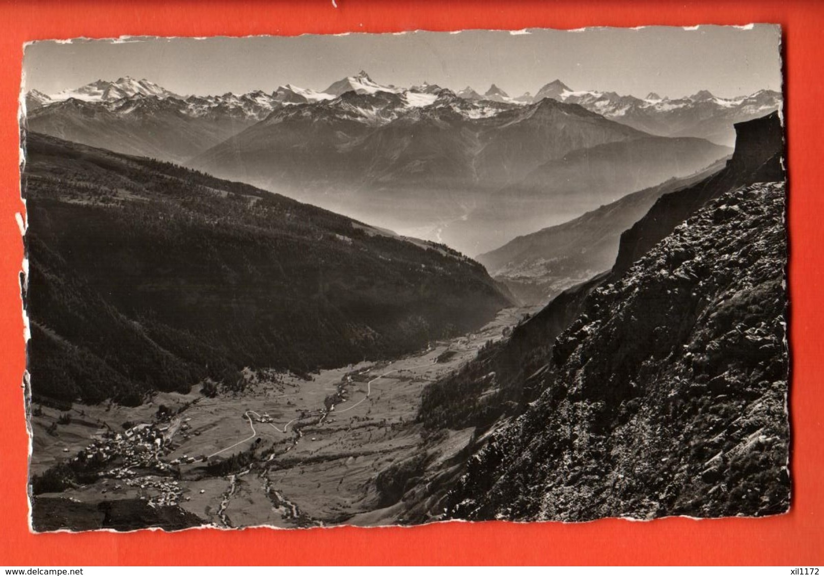 VARR-10 Col De La Gemmi. Vue Sur La VAllée Du Rhône.Tampon Hotel Wildstrubel. Circulé 1942 - Autres & Non Classés