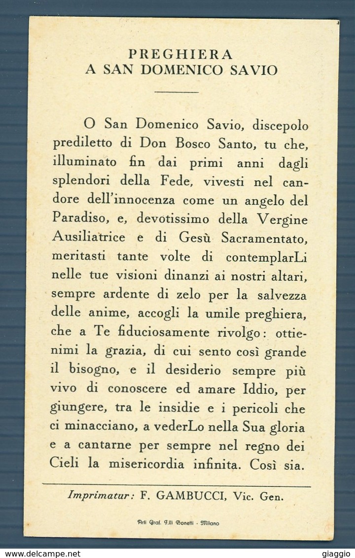 °°° Santino N. 108 - S. Domenico Savio °°° - Religione & Esoterismo
