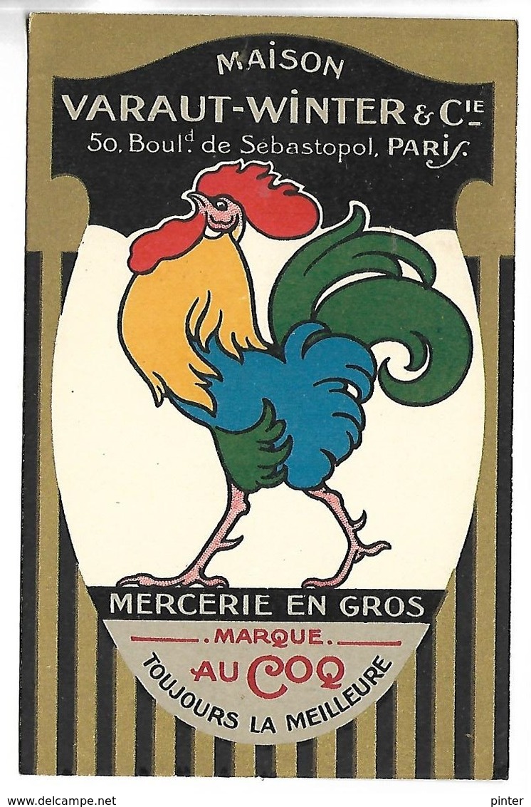 PUBLICITE - Marque AU COQ - Maison Varaut-Winter & Cie - 50 Bd De Sébastopol à Paris - Advertising