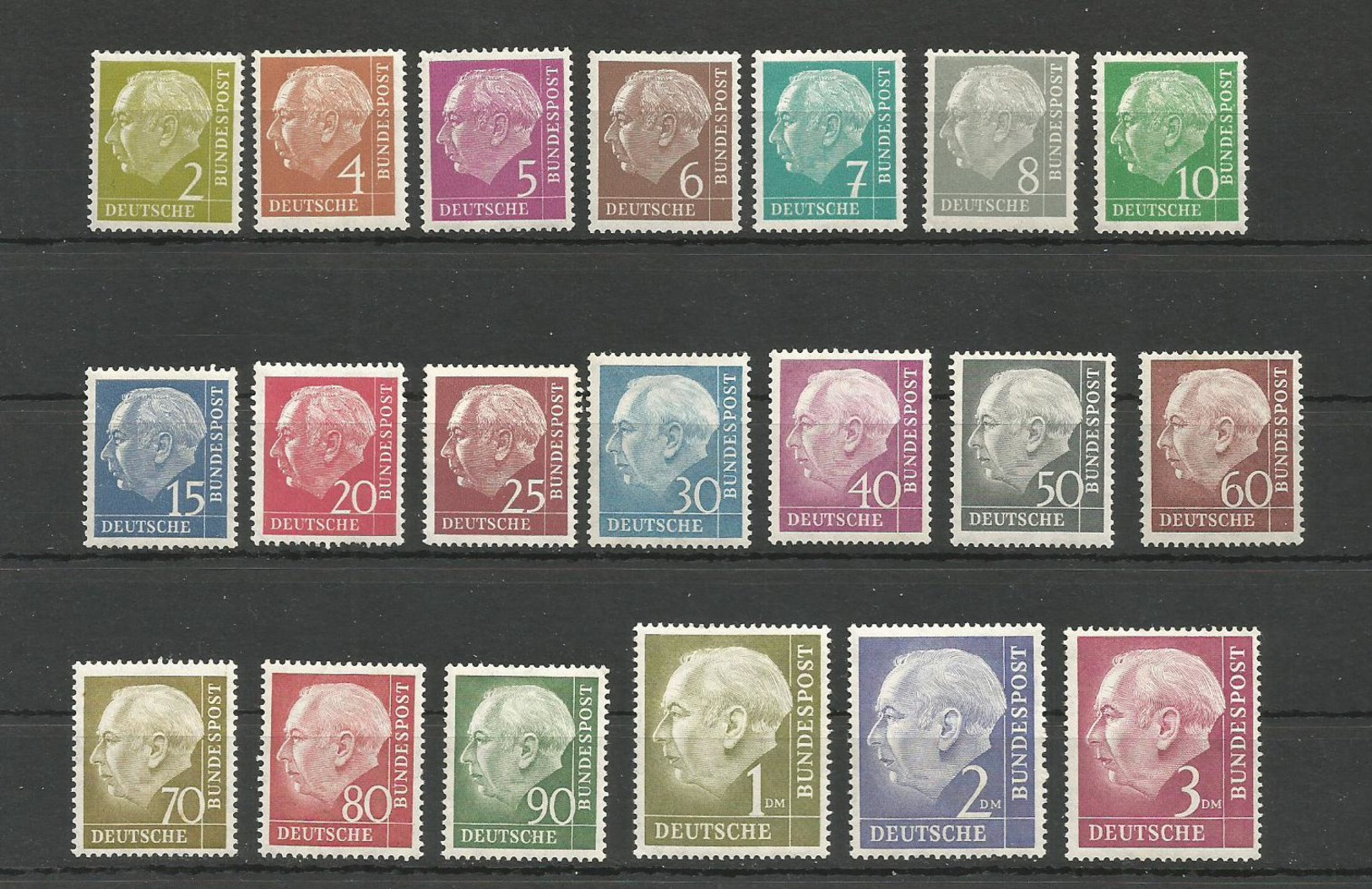 GERMANY DEUTSCHLAND 1954 PRESIDENT HEUSS COMPLETE SET UNUSED - Nuovi