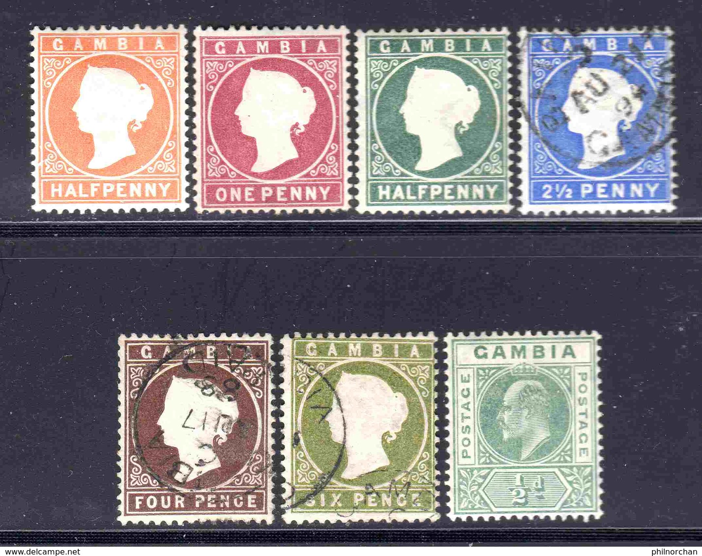 Gambie 1880/1905 Neufs* N°5,40 Neufs Sans Gomme N°6,12 Obl. N°15,17,18  B/TB  10 € (cote 73,50 €, 7 Valeurs) - Gambia (...-1964)