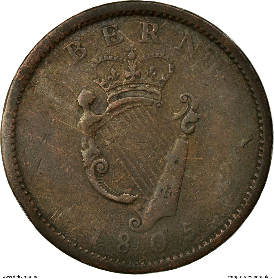 Monnaie, Ireland, George III, Penny, 1805, TB, Cuivre, KM:148.1 - Irlande