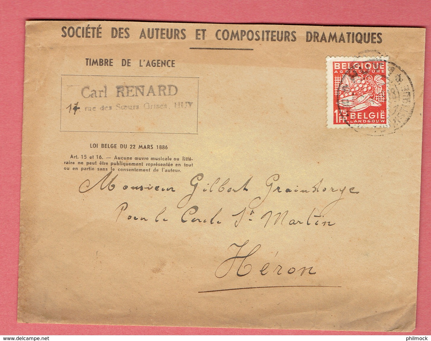 Lettre 155x120 - Oblit Huy Touristique Le 12-4-1949 Vers Héron Sur 763 - 1948 Export